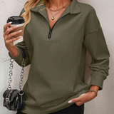 Sofie Sweatshirt med lynlås og hængende skulder til kvinder