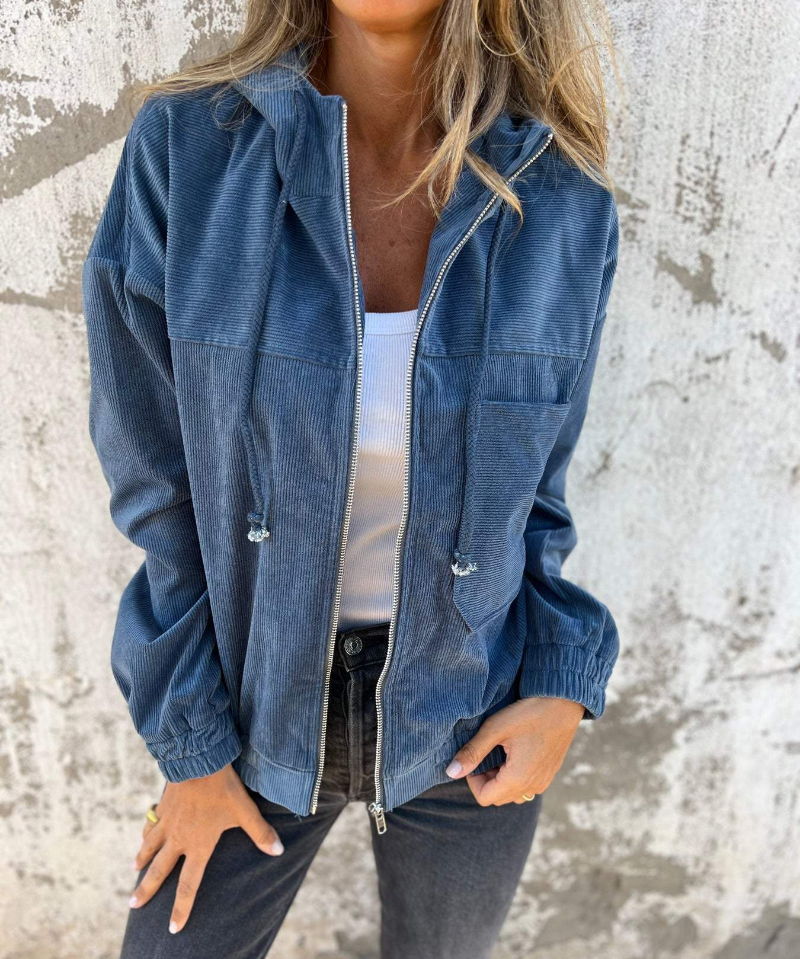 Ella™ | Corduroy hættetrøje med lynlås