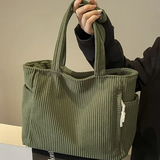 TILDA™ – Ribbede Tragetaske med Snøre-Detalje