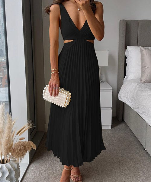 Sanne | Dame Plisseret Satin Kjole
