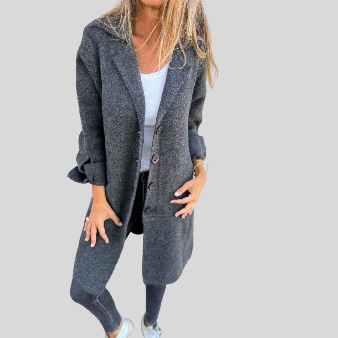 Silje™ | Dame Vinter Frakke med Knaplukning og Lommer