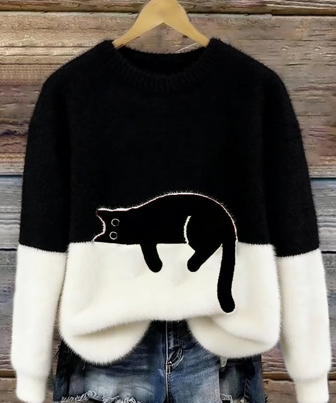 Lone™ | Afslappet Sweater med Kattemotiv