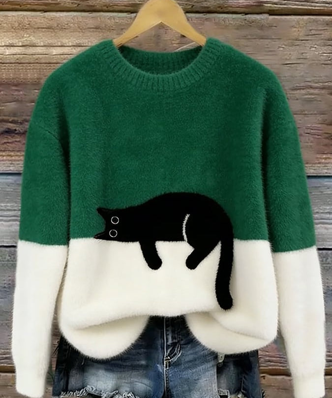 Lone™ | Afslappet Sweater med Kattemotiv