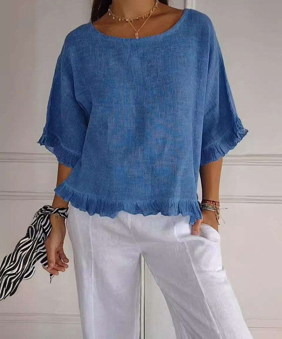 Amanda | Casual Top med Volantkant