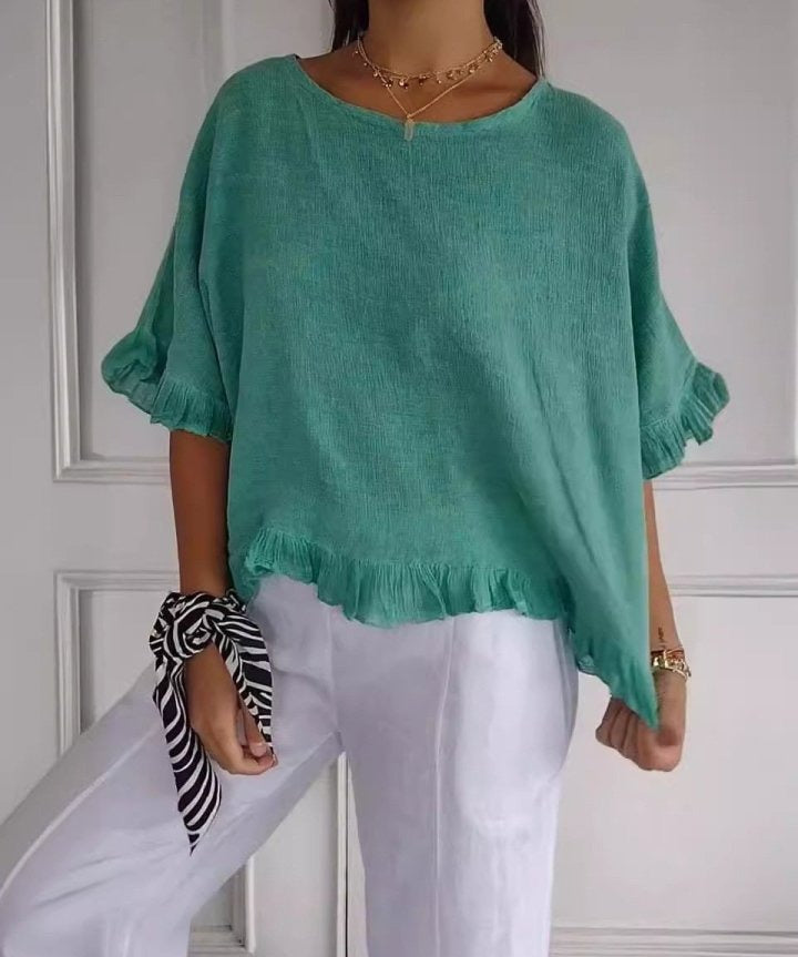 Amanda | Casual Top med Volantkant
