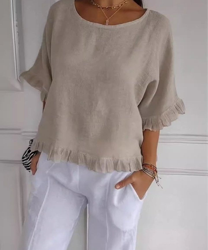 Amanda | Casual Top med Volantkant