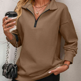 Sofie Sweatshirt med lynlås og hængende skulder til kvinder