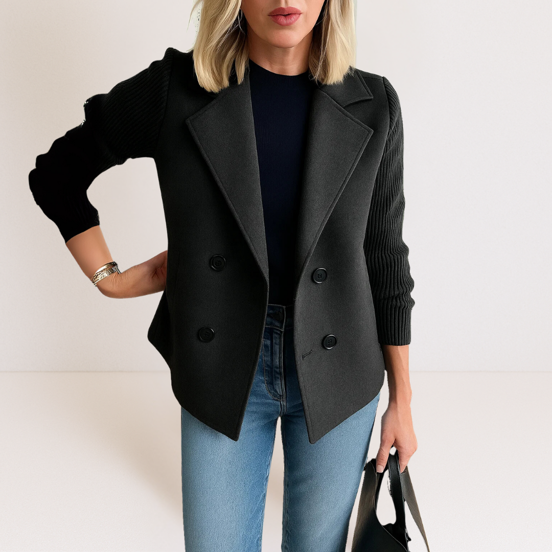 Eva™ | Sweater Blazer med Strikkede Ærmer