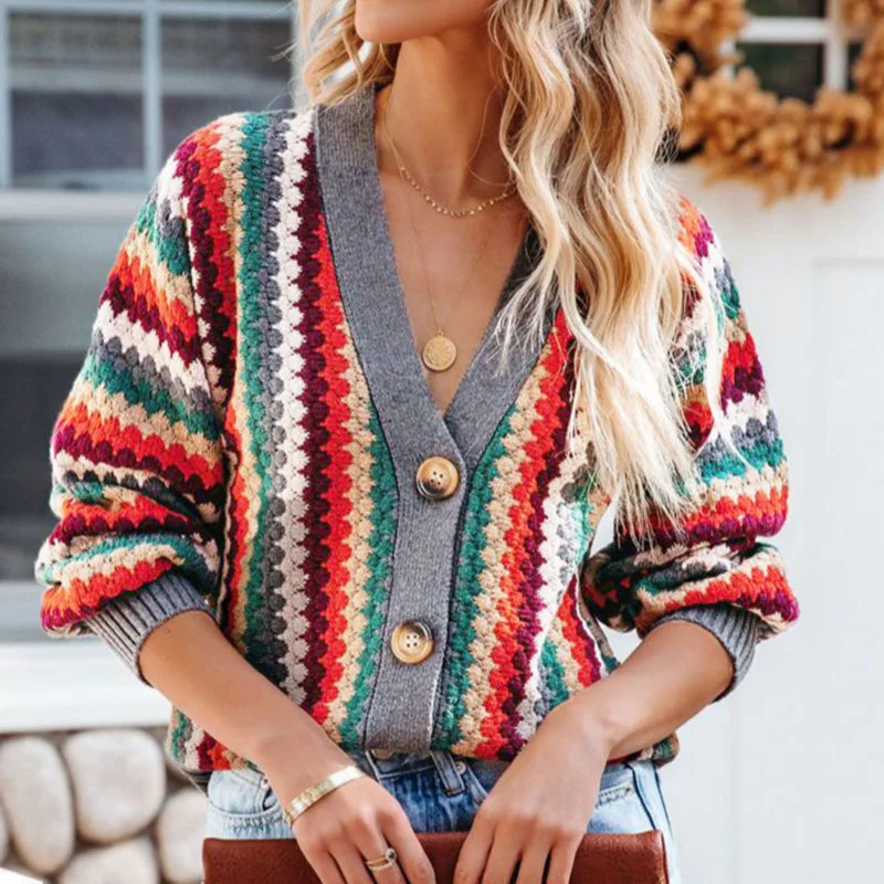 Amalia | Retro flerfarvet cardigan