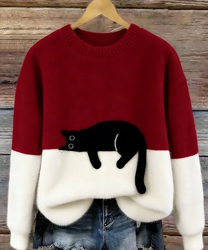 Lone™ | Afslappet Sweater med Kattemotiv