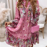 Gabriella | Stilfuld Boho Kjole med Blomsterprint