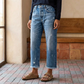Vivara | Cropped Jeans med Frynsede Kanter