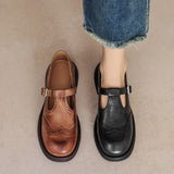 Elsbeth – Vintage læder T‑bar balletsko