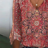 Claudine™ – Elegant rød top med V-udskæring